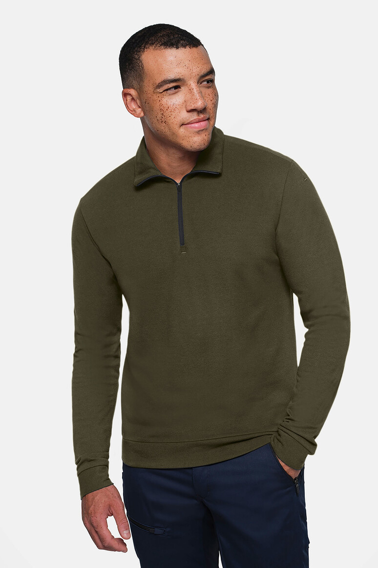 HAKRO 535 Zip-Longsleeve Piqué MIKRALINAR® ECO in Olive, Größe 6XL