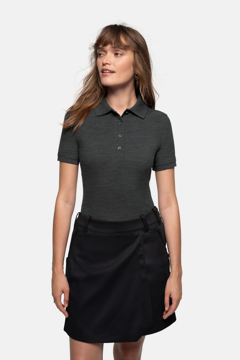 HAKRO 216 Damen Poloshirt MIKRALINAR® in Anthrazit meliert, Größe 6XL