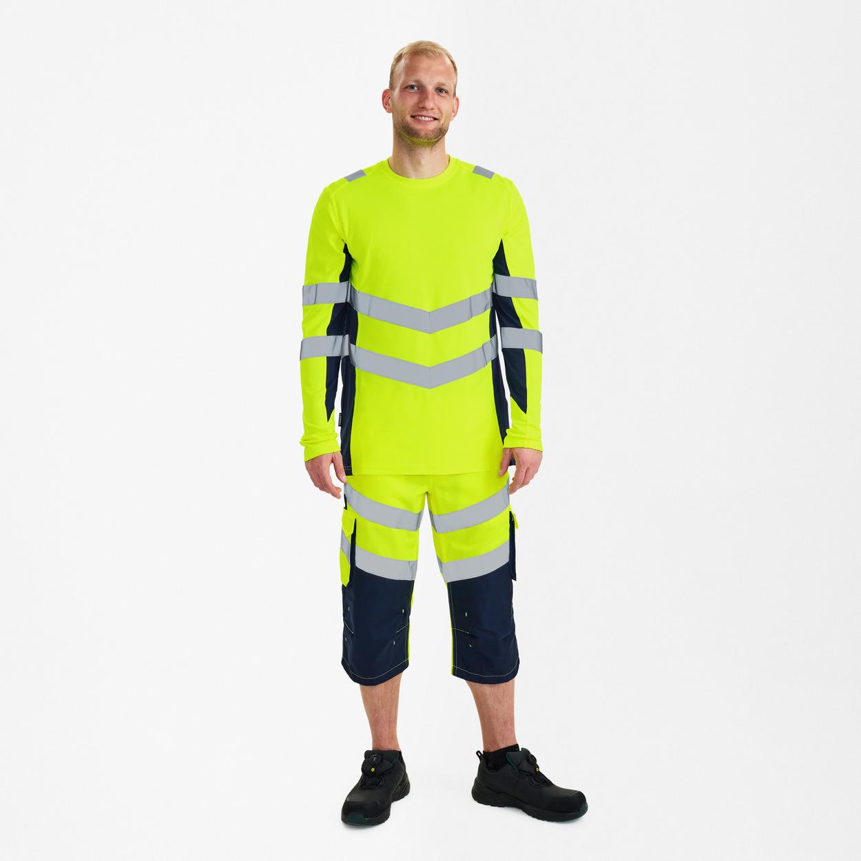 ENGEL Safety Langarm-Shirt in Gelb/Blue Ink, Größe XS