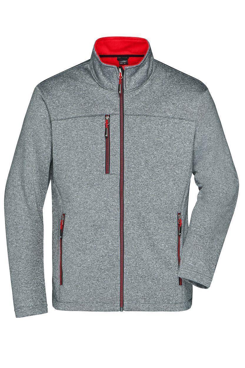 Men's Softshell Jacket "JN1148" in Dark-Melange/Red, Größe 3XL - Daiber