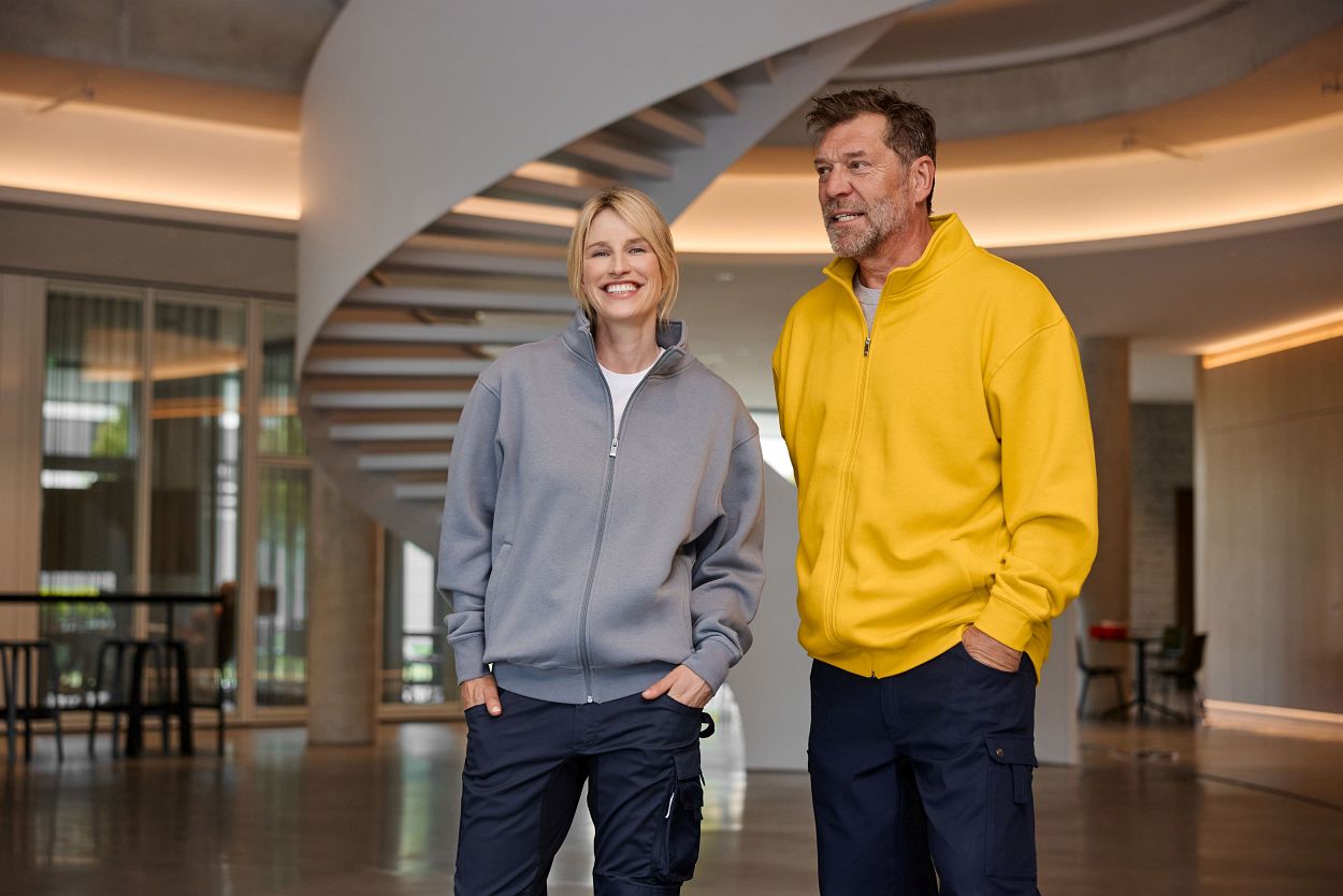 Workwear Sweat Jacket "JN836" in Steel-Blue, Größe 6XL - Daiber