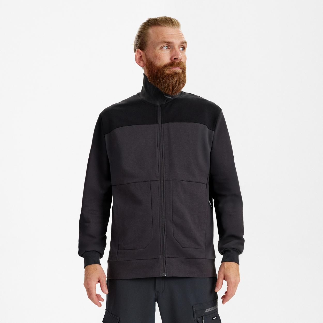 ENGEL Entire Sweatcardigan mit Kragen in Anthrazitgrau/Schwarz, Größe XS