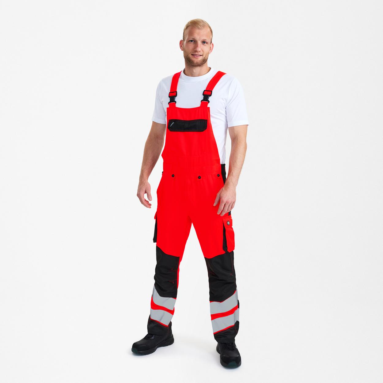 ENGEL Safety Light Latzhose in Rot/Schwarz, Größe 106