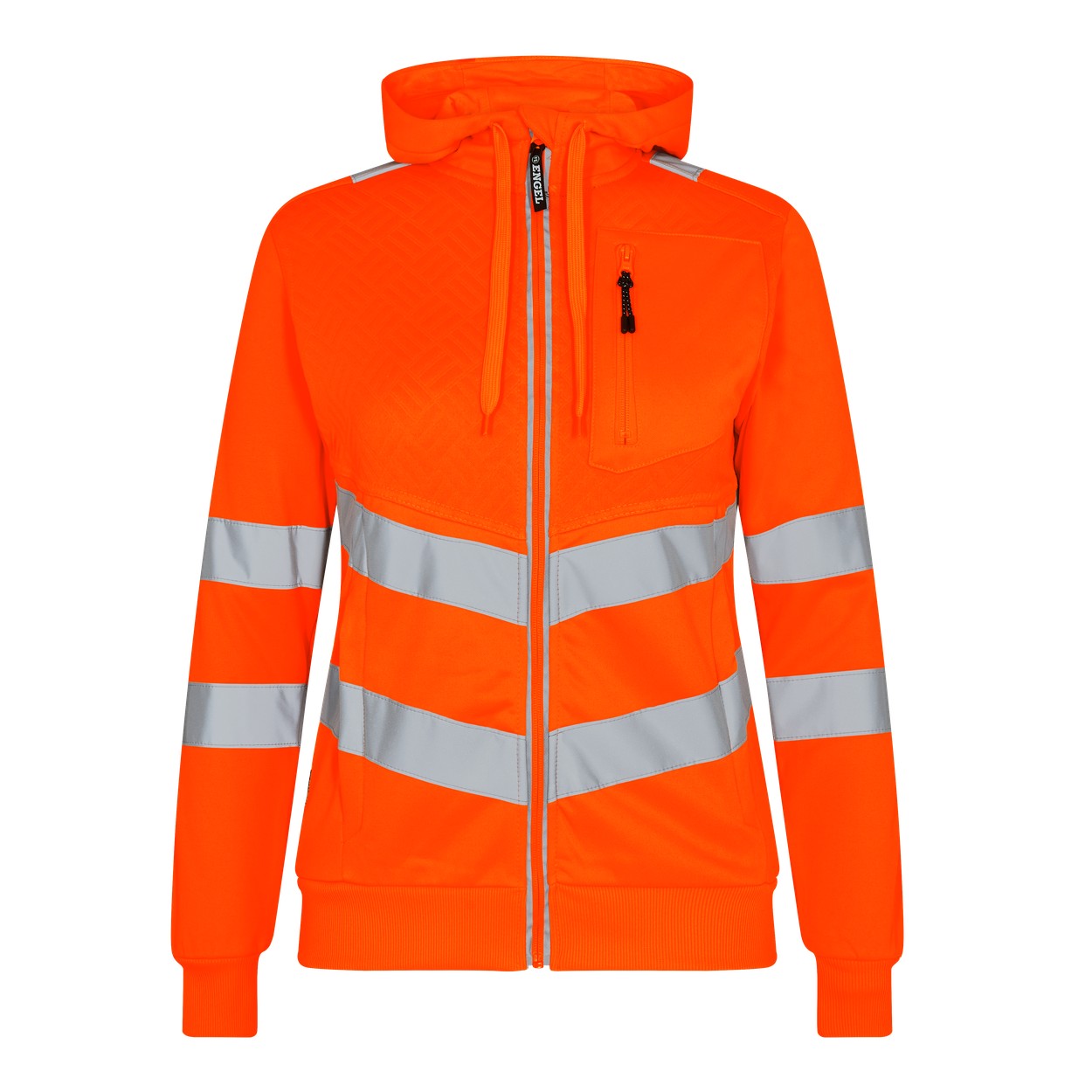 ENGEL Safety Damen Sweatcardigan in Hi-vis Orange, Größe XS