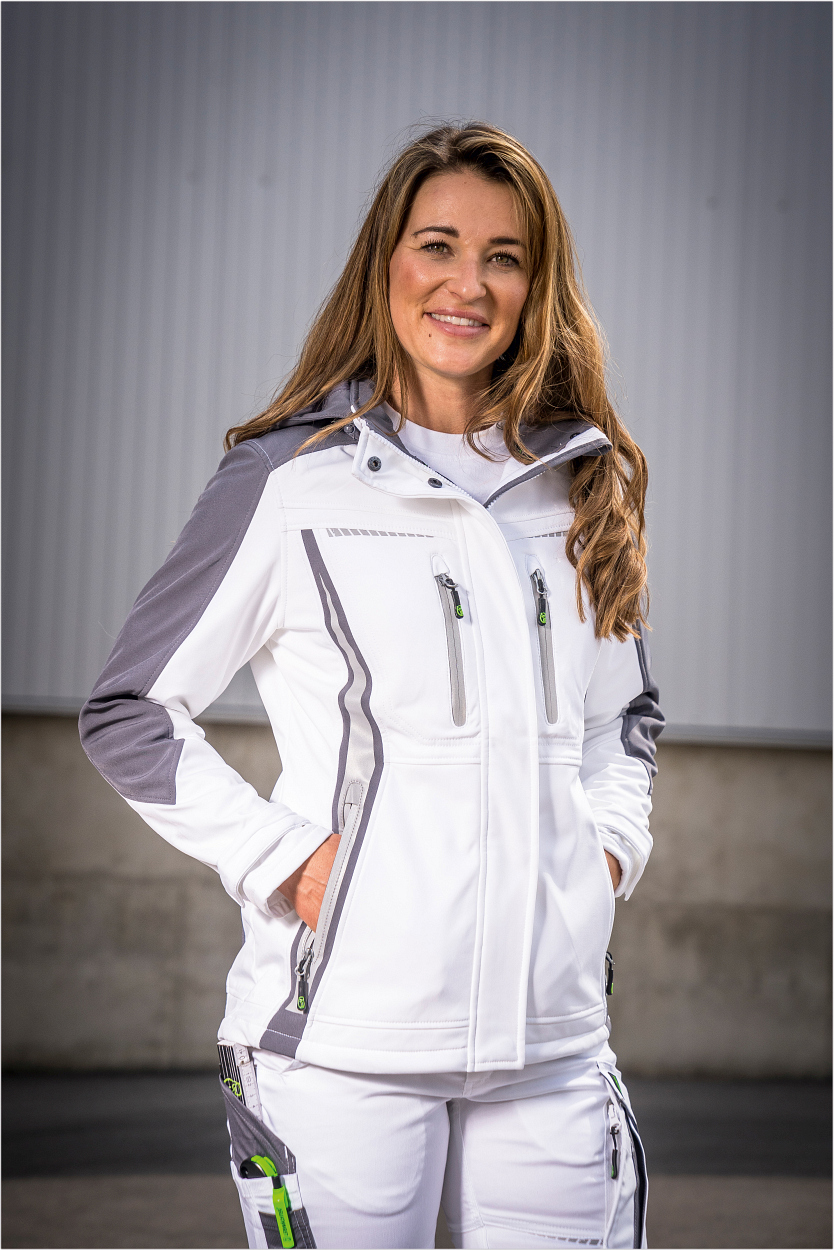 Damen Softshelljacke Flex Line Weiß/Grau FLXDS, Gr. 52 von Leibwächter