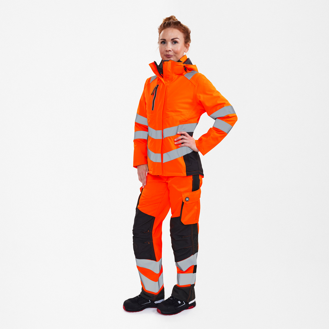 ENGEL Safety Damen Winterjacke in Orange/Anthrazit Grau, Größe XS