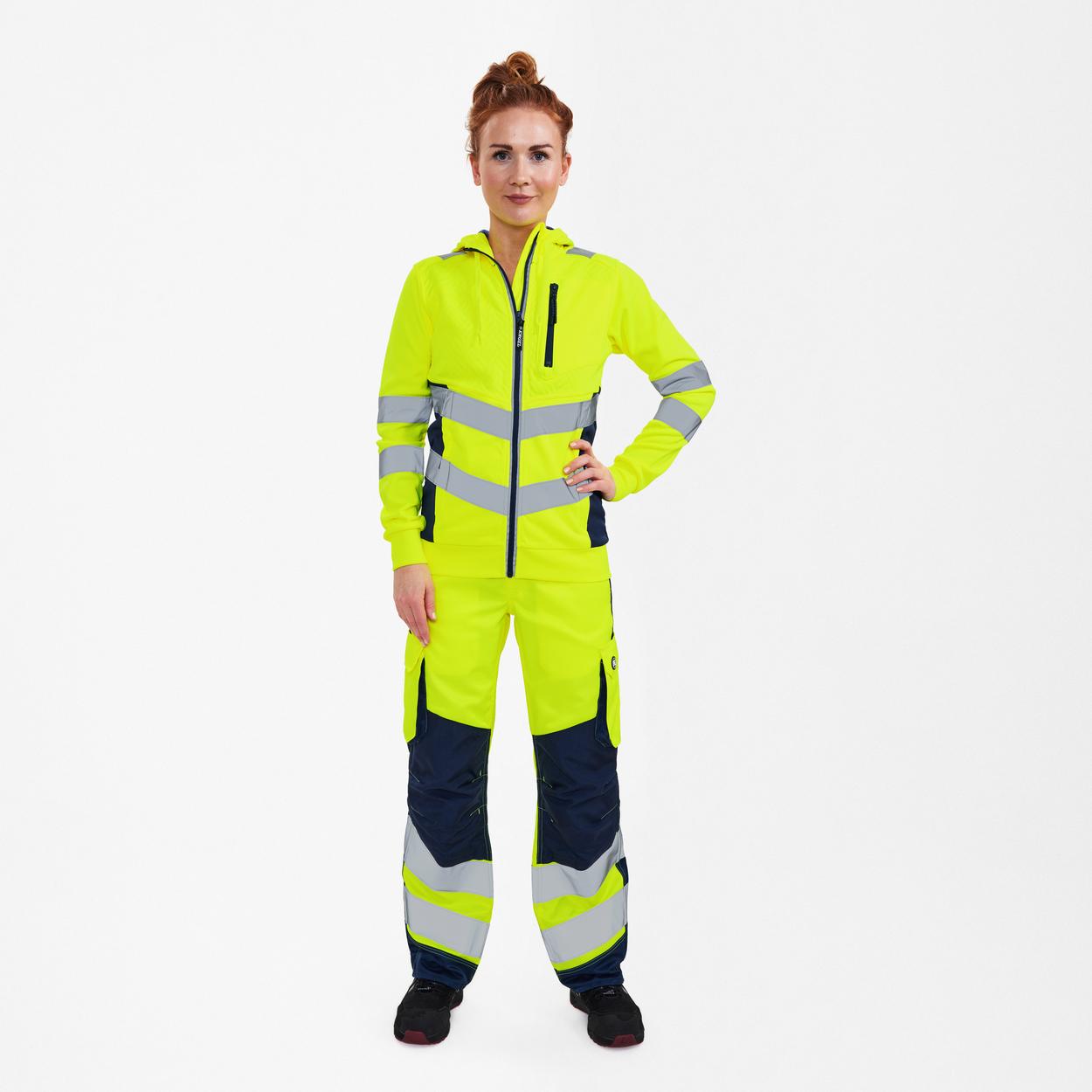 ENGEL Safety Damen Sweatcardigan in Gelb/Blue Ink, Größe XS