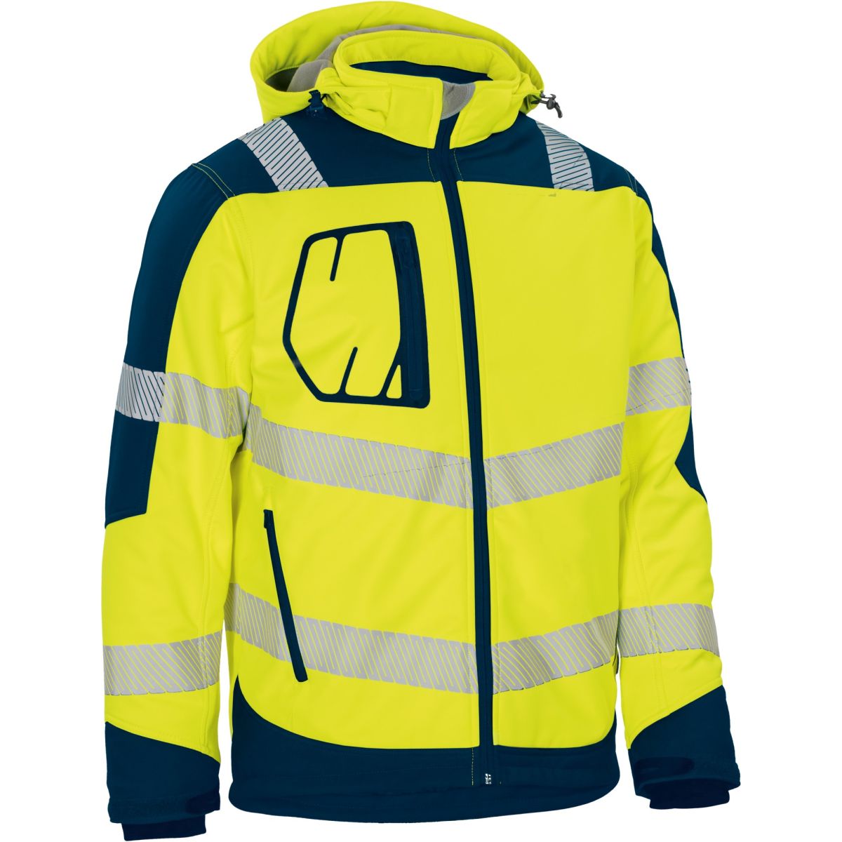 Winter-Kontrast-Softshelljacke leuchtgelb-marine von Vizwell