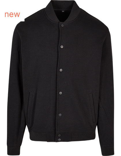 Men´s Heavy Tonal College Jacket Größe L in Black - Build Your Brand