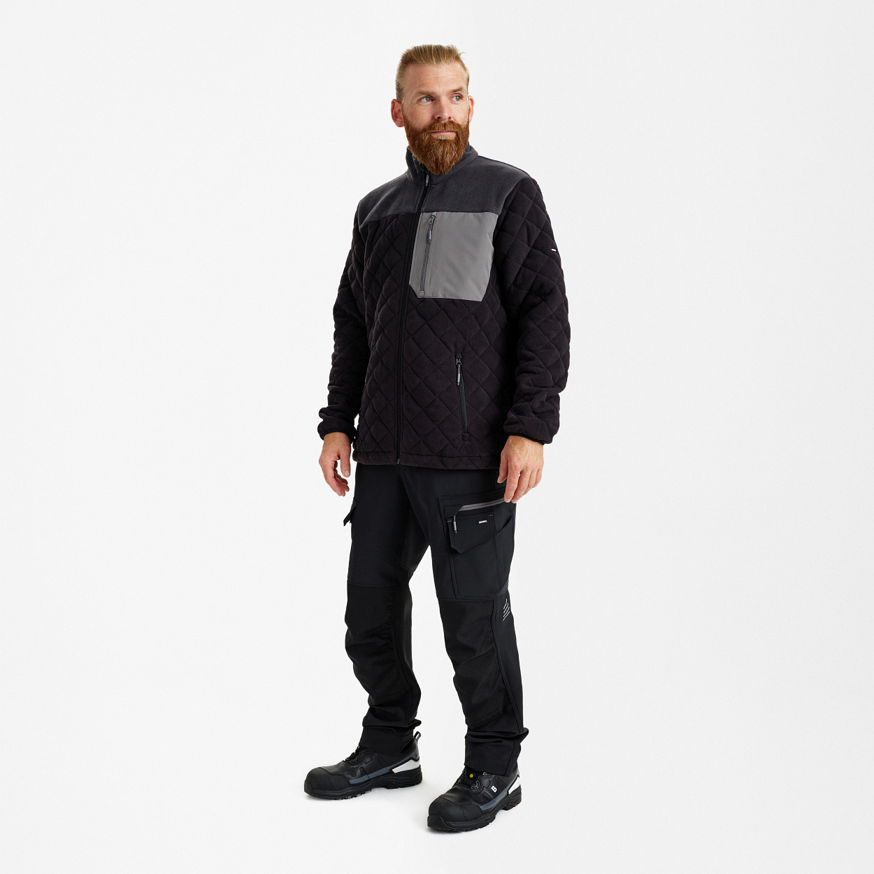 Entire Gestepptes-Fleecejacke in Schwarz/Anthrazit Grau, Größe XS