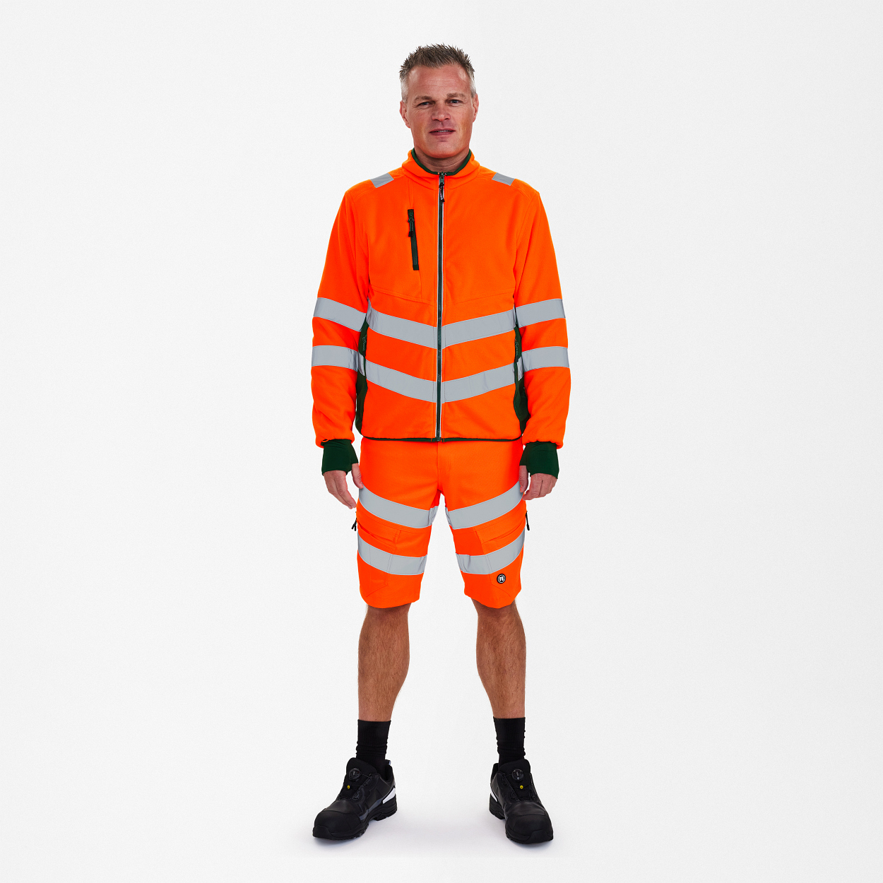 ENGEL Safety Fleecejacke in Orange/Grün, Größe XS