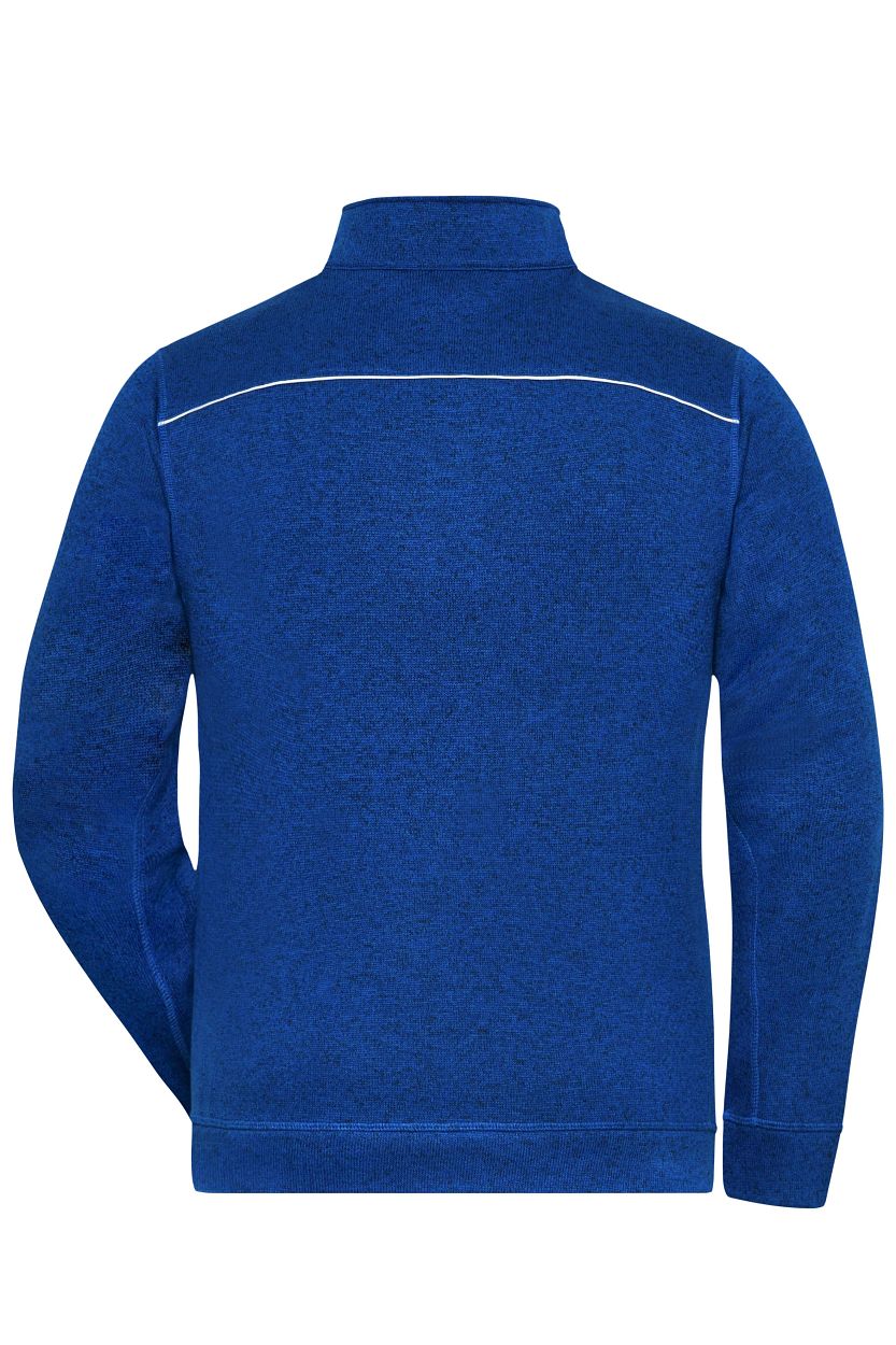 Men's Knitted Workwear Fleece Jacket - SOLID - "JN898" in Dark-Royal-Melange/Navy, Größe 6XL - Daiber