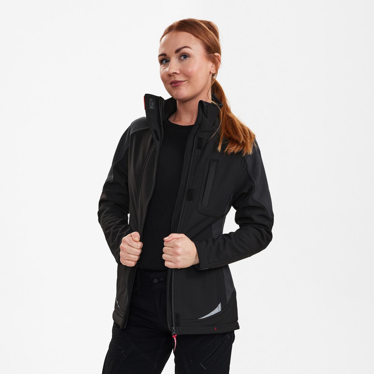 ENGEL Galaxy Damen Softshelljacke in Schwarz/Anthrazit Grau, Größe XS