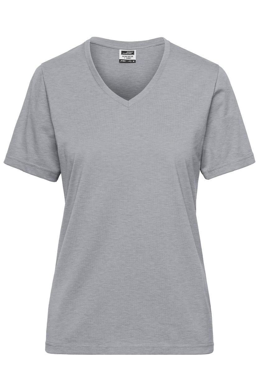 Ladies' ORGANIC Workwear T-Shirt OCS Blended "JN1807" in Grey-Heather, Größe 4XL - Daiber