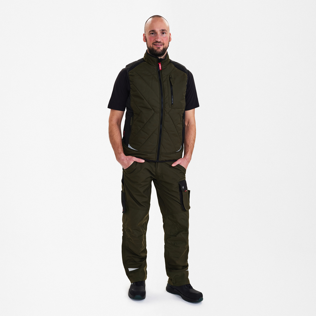 ENGEL Galaxy Stepp-Winterweste in Forest Green/Schwarz, Größe XS