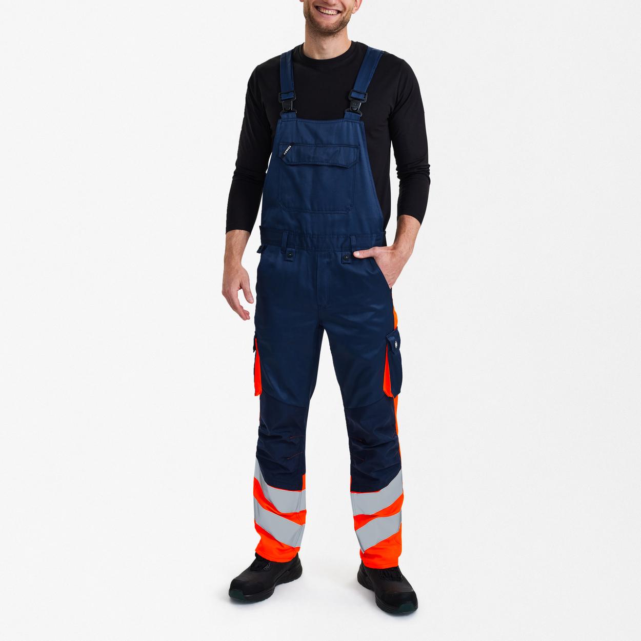 ENGEL Safety Light Latzhose in Blue Ink/Orange, Größe 106