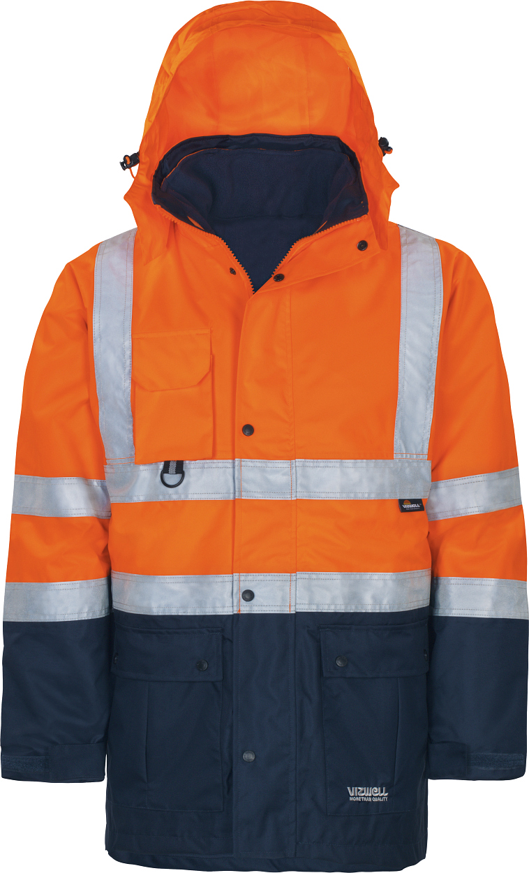 Warnschutz-Kontrast-Parka leuchtorange-marine in Gr. XXL von Vizwell