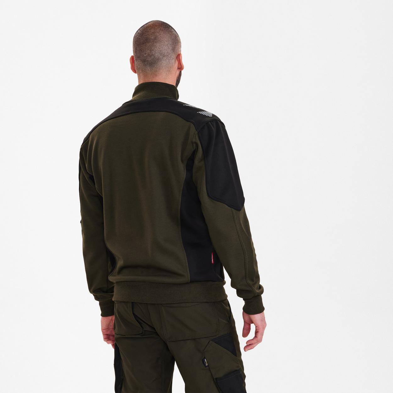 ENGEL Galaxy Sweatcardigan mit Kragen in Forest Green/Schwarz, Größe XS