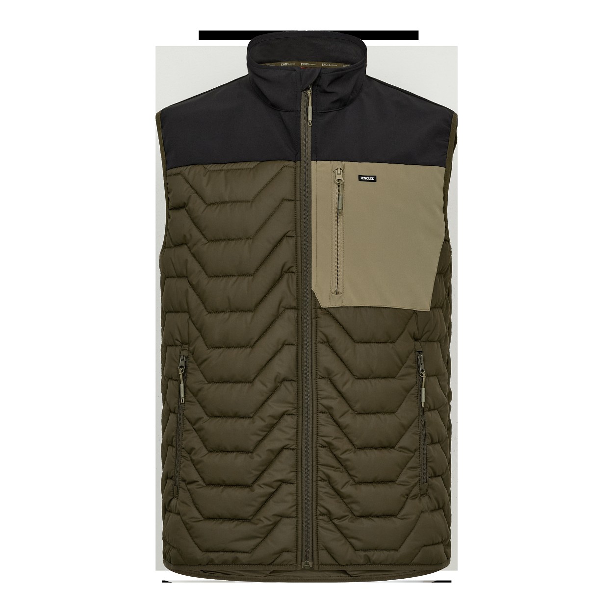 ENGEL Entire Steppweste in Forest Green/Schwarz, Größe XS