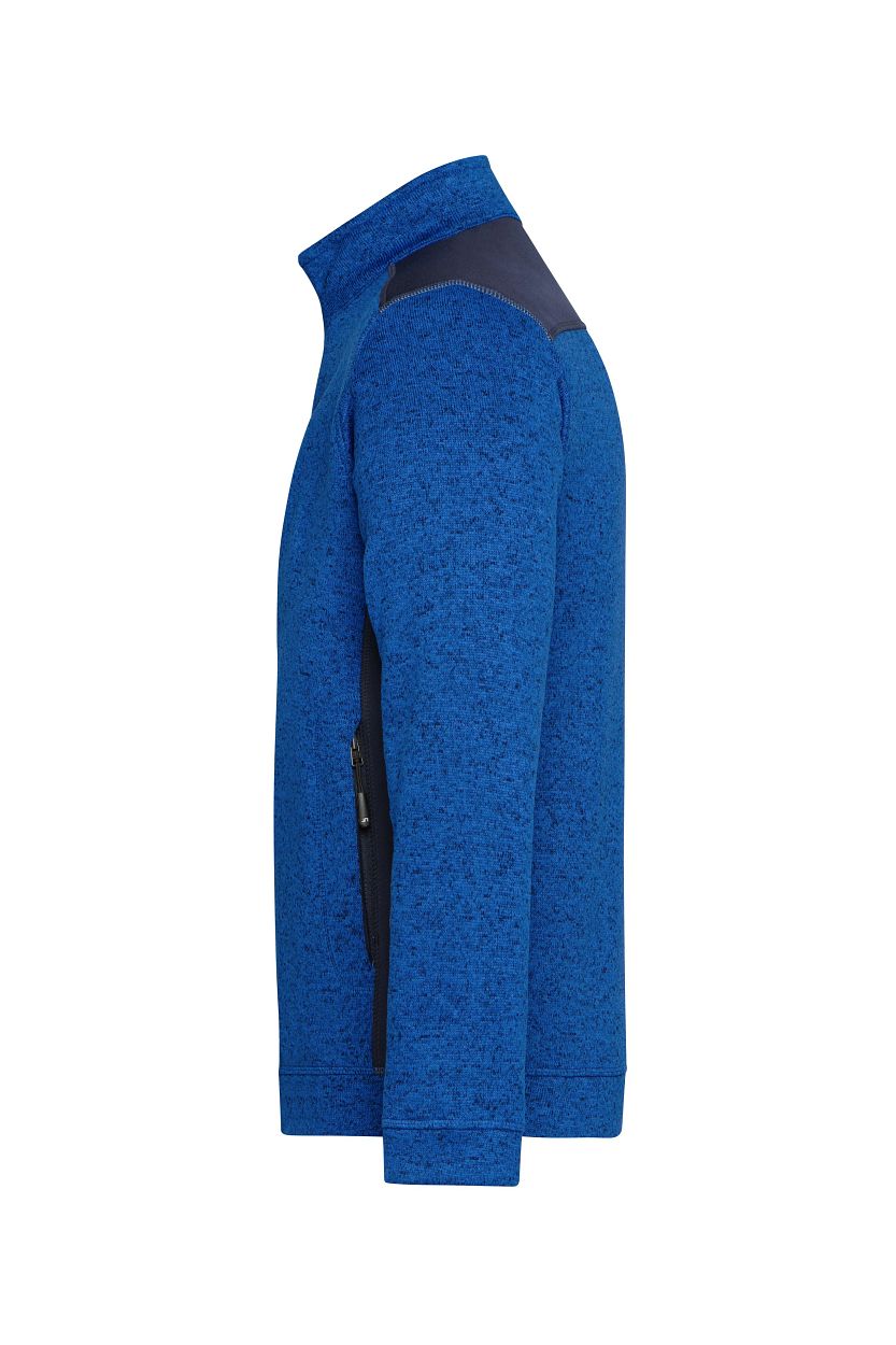 Men's Knitted Workwear Fleece Jacket - STRONG - "JN862" in Royal-Melange/Navy, Größe 6XL - Daiber