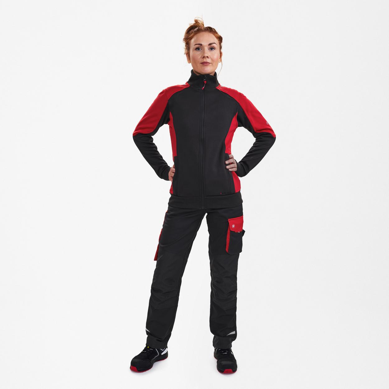 ENGEL Galaxy Damen Sweatcardigan in Anthrazit Grau/Tomato Red, Größe XS