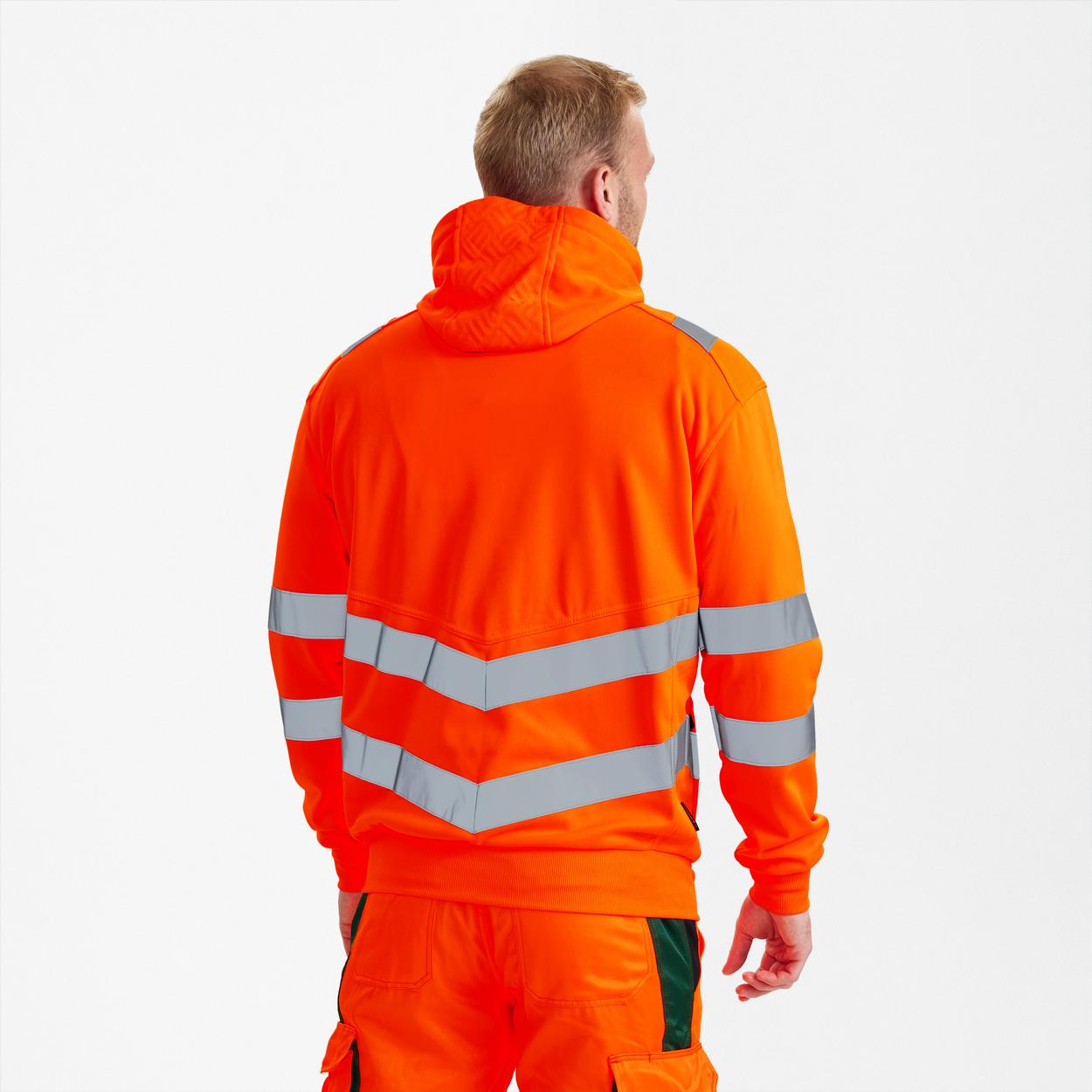 ENGEL Safety Sweatcardigan in Hi-vis Orange, Größe XS