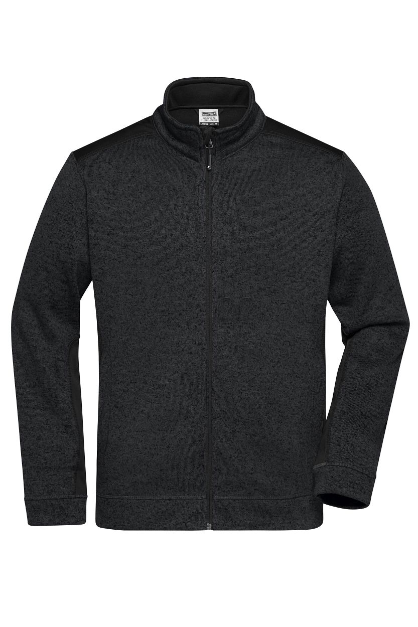 Men's Knitted Workwear Fleece Jacket - STRONG - "JN862" in Black/Black, Größe 6XL - Daiber
