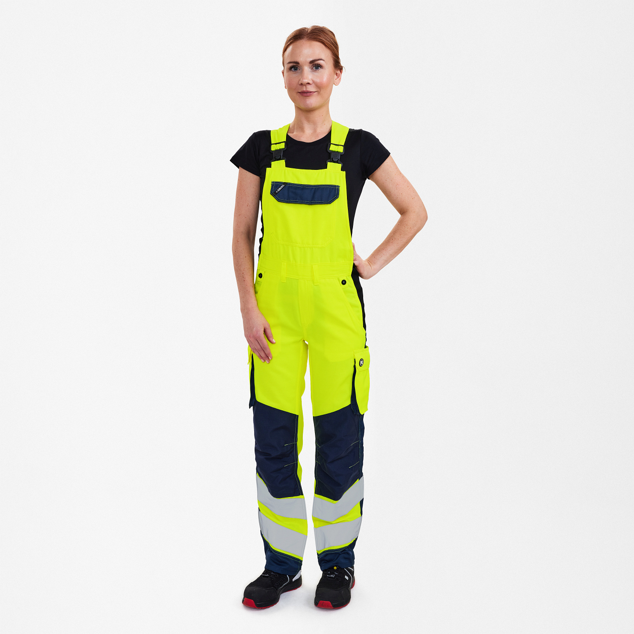 ENGEL Safety Light Damen Latzhose in Gelb/Blue Ink, Größe 48