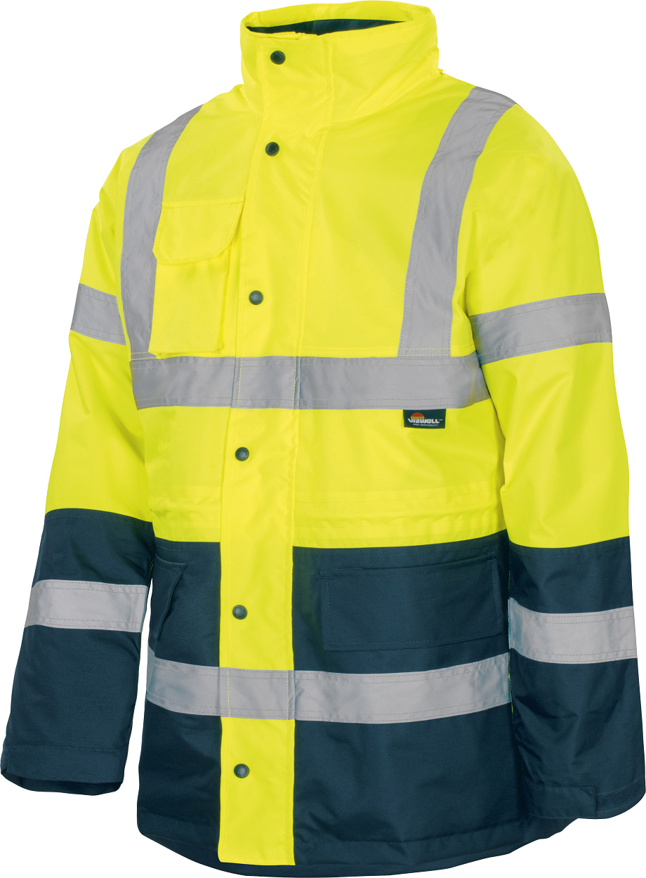 Warnschutz-K-Parka 2in1 leuchtgelb-marine in Gr. XXL von Vizwell