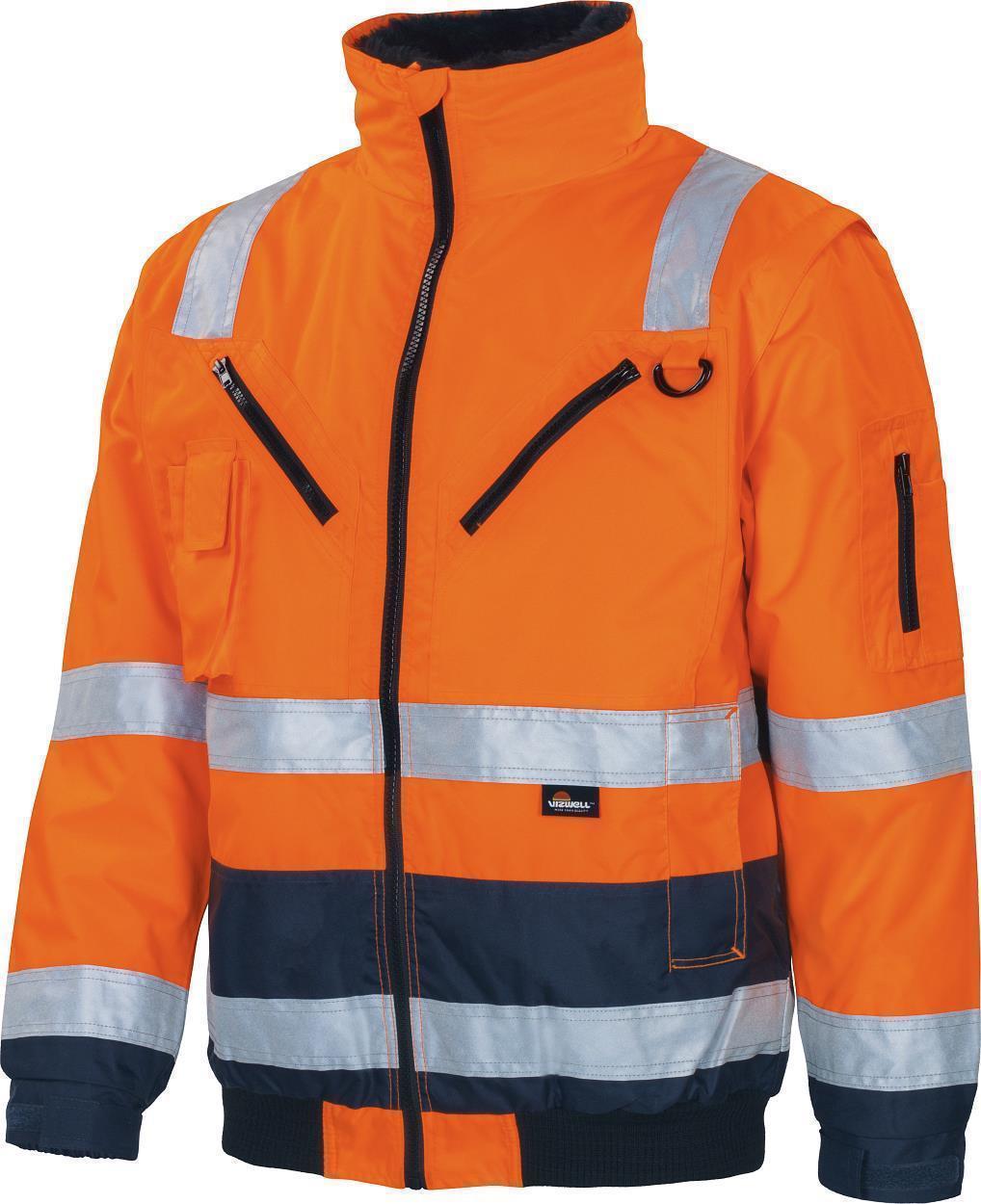 Warnschutz-Kontr.-Pilotenjacke leuchtorange-marine in Gr. XXL von Vizwell