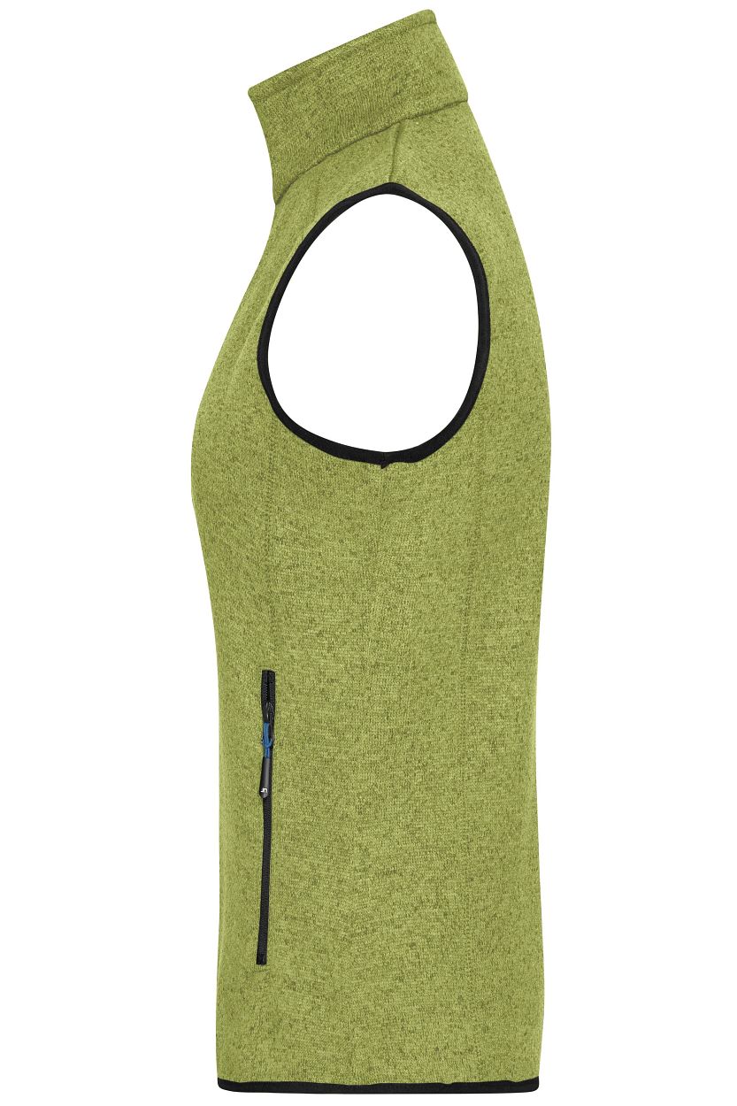 Men's Knitted Fleece Vest "JN774" in Kiwi-Melange/Royal, Größe 3XL - Daiber