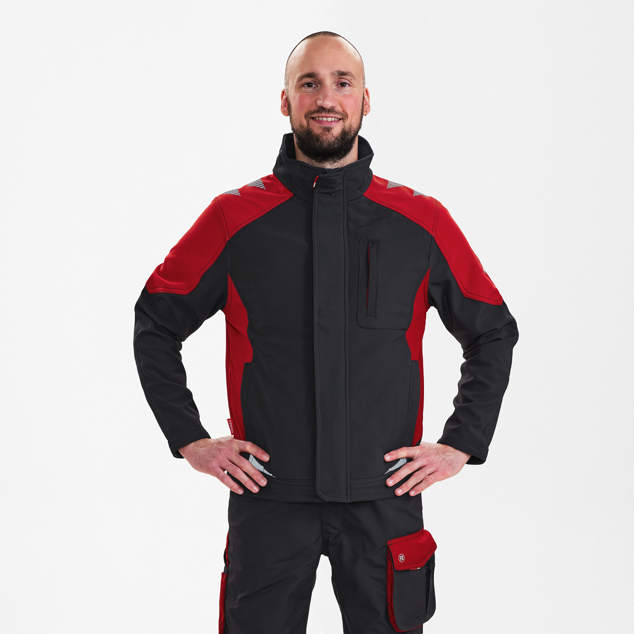 ENGEL Galaxy Softshelljacke in Anthrazit Grau/Tomato Red, Größe XS