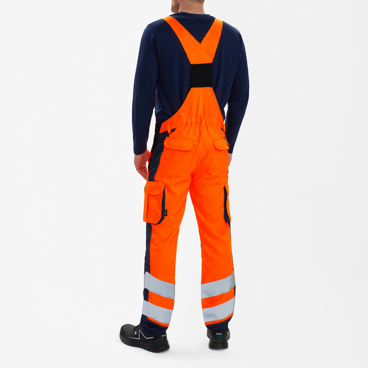 ENGEL Safety Light Latzhose in Orange/Blue ink, Größe 106
