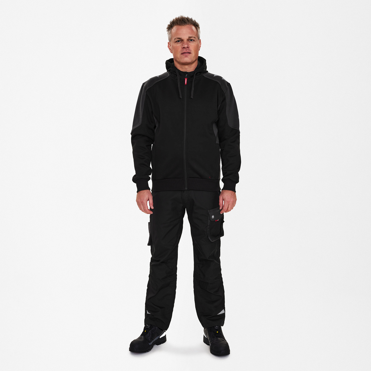 ENGEL Galaxy Sweatcardigan mit Kapuze in Schwarz/Anthrazit Grau, Größe XS