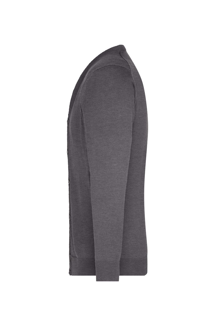Men's V-Neck Cardigan "JN661" in Anthracite-Melange, Größe 3XL - Daiber