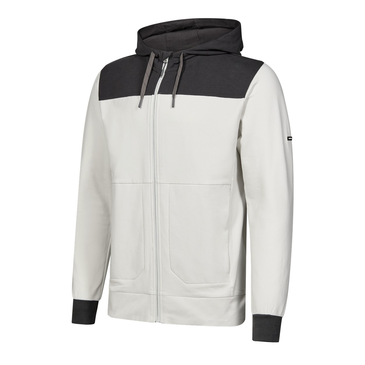 ENGEL Entire sweatcardigan mit kapuze in Bone White / Anthracite Grey, Größe XS