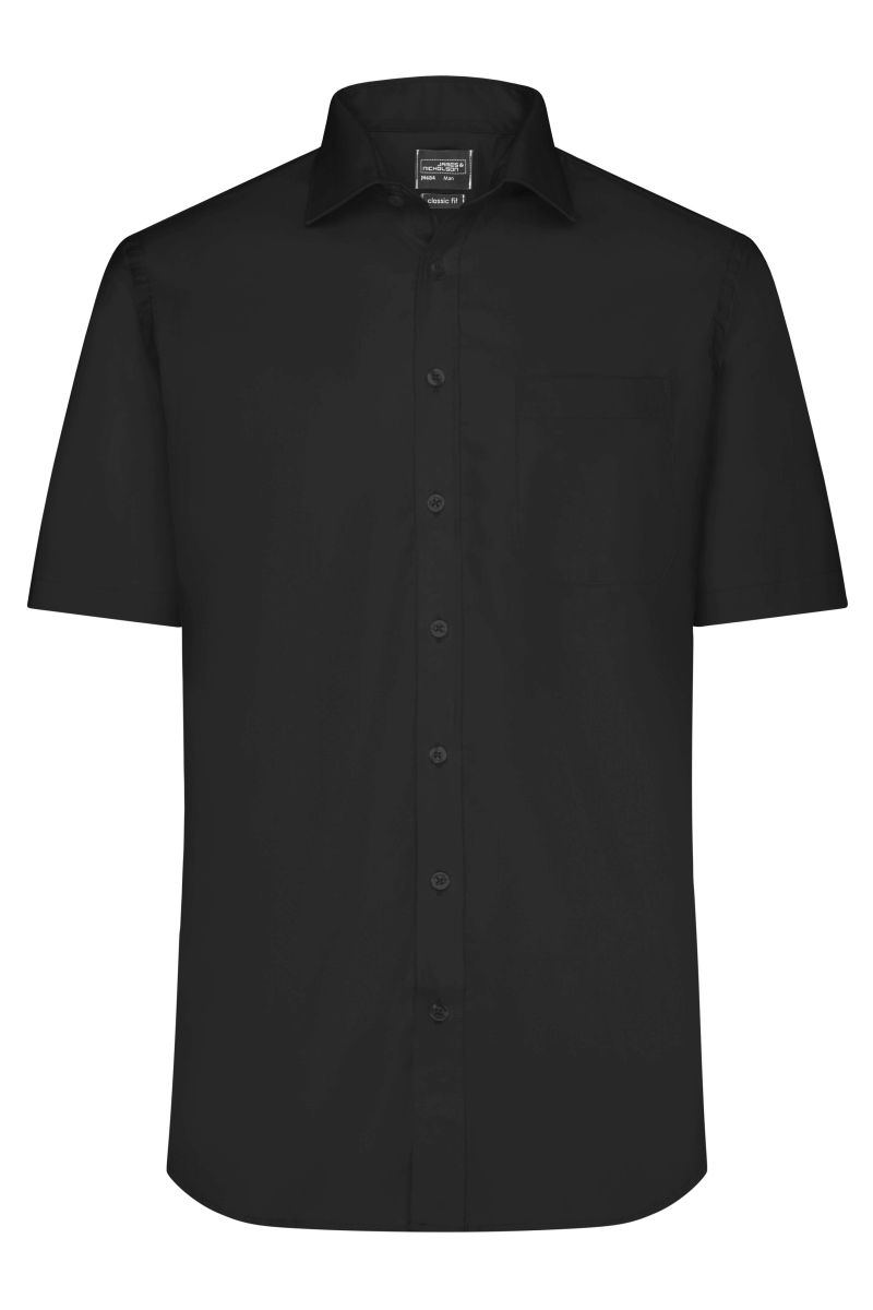 JN684 Herren Shirt Shortsleeve Micro T-Shirtwill in Black, Größe L von James & Nicholson