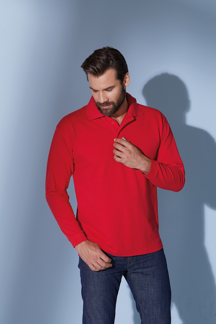 Polo-Piqué Long-Sleeved "JN022" in White, Größe 2XL - Daiber