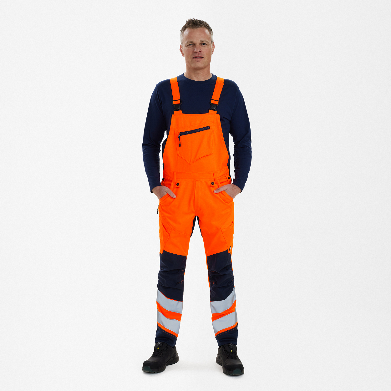 ENGEL Safety Latzhose in Orange/Blue ink, Größe 26