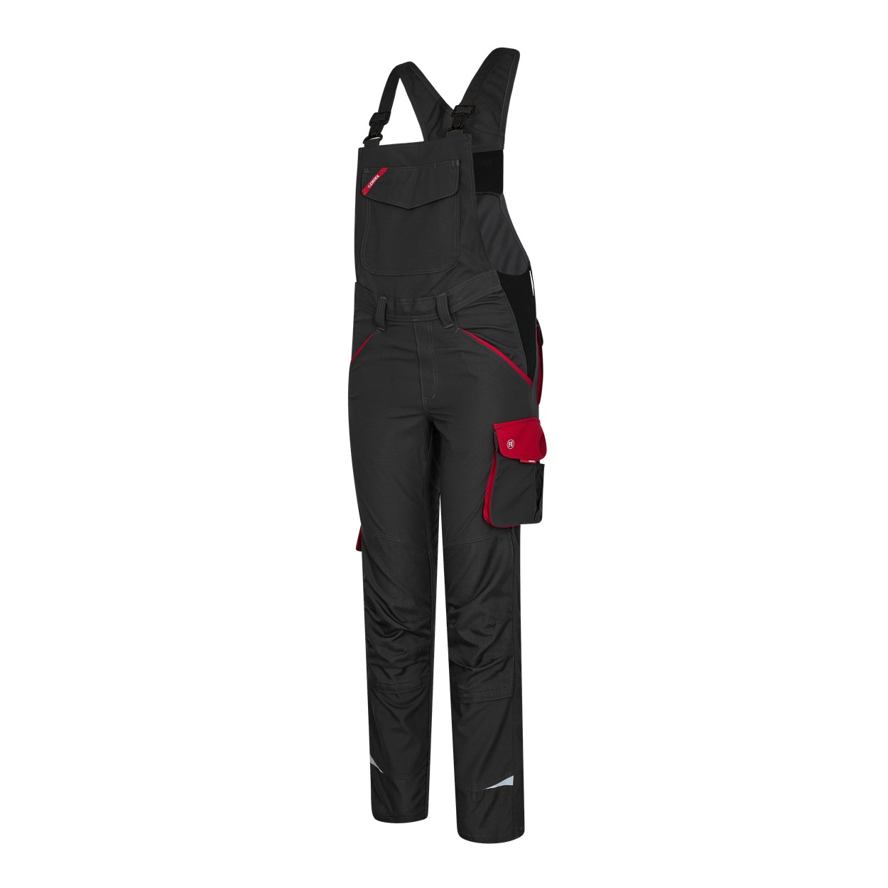 ENGEL Galaxy Damen Latzhose in Anthrazit Grau/Tomato Red, Größe 48
