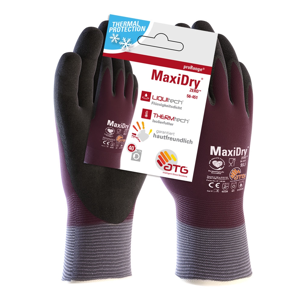 MaxiDry® Zero™ Nylon-Strickhandschuhe (56-451 HCT), SB-Verpackung in Lila, Größe 9