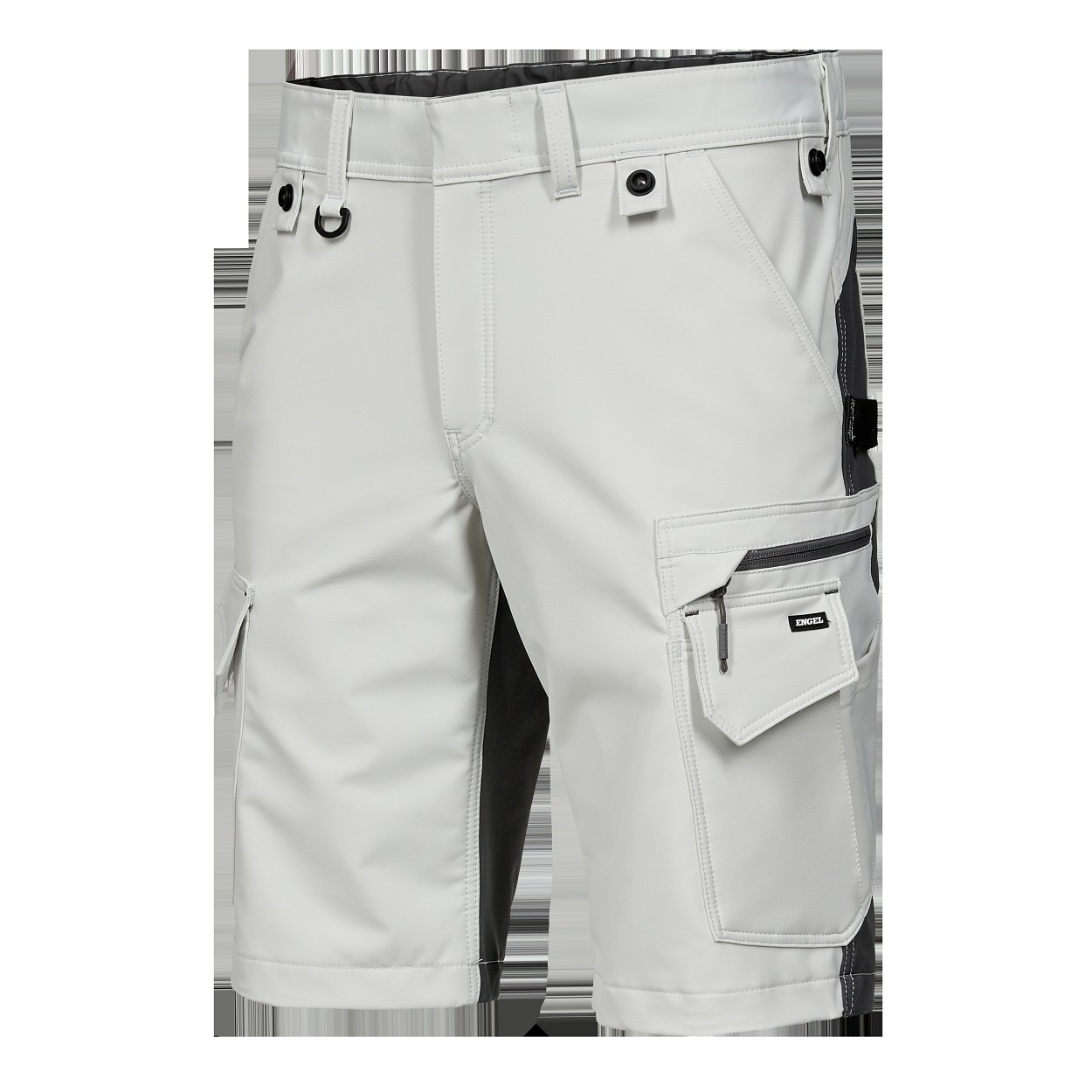 ENGEL Entire Arbeitsshorts mit 4-Wege-Stretch in Bone White / Anthracite Grey, Größe 54