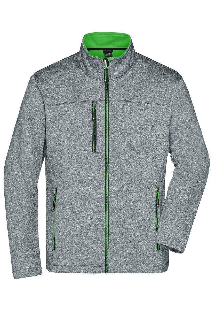 Men's Softshell Jacket "JN1148" in Dark-Melange/Green, Größe 3XL - Daiber