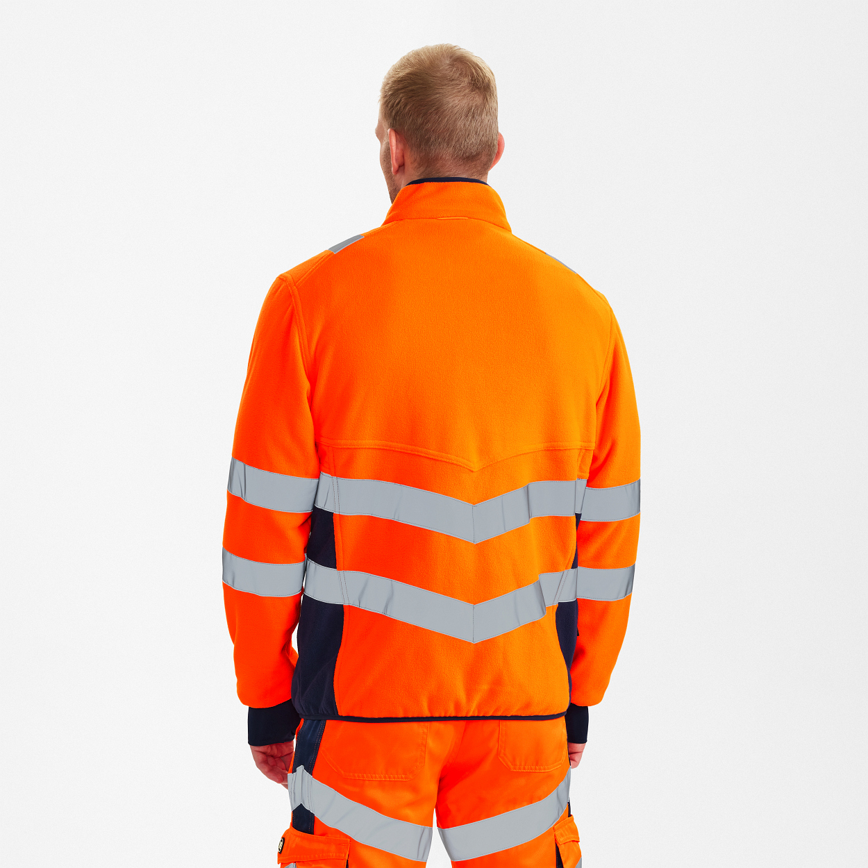 ENGEL Safety Fleecejacke in Orange/Blue ink, Größe XS