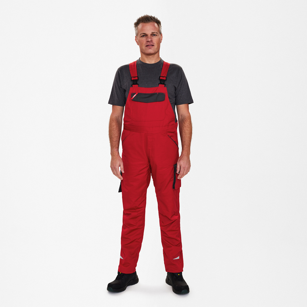 ENGEL Galaxy Light Latzhose in Tomato Red/Anthrazit Grau, Größe 106