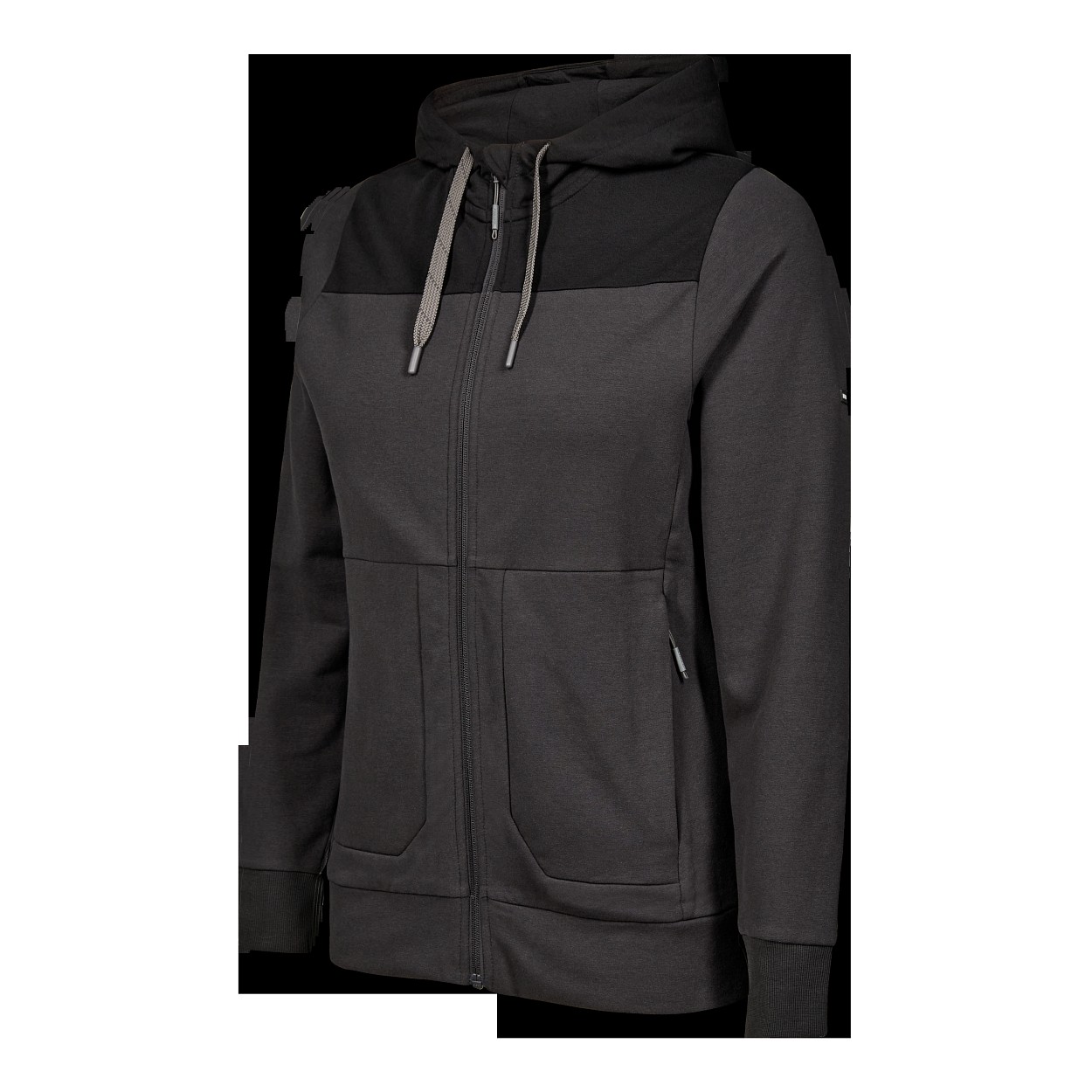 ENGEL Entire Damen Sweatcardigan mit Kapuze in Anthrazitgrau/Schwarz, Größe 3XL