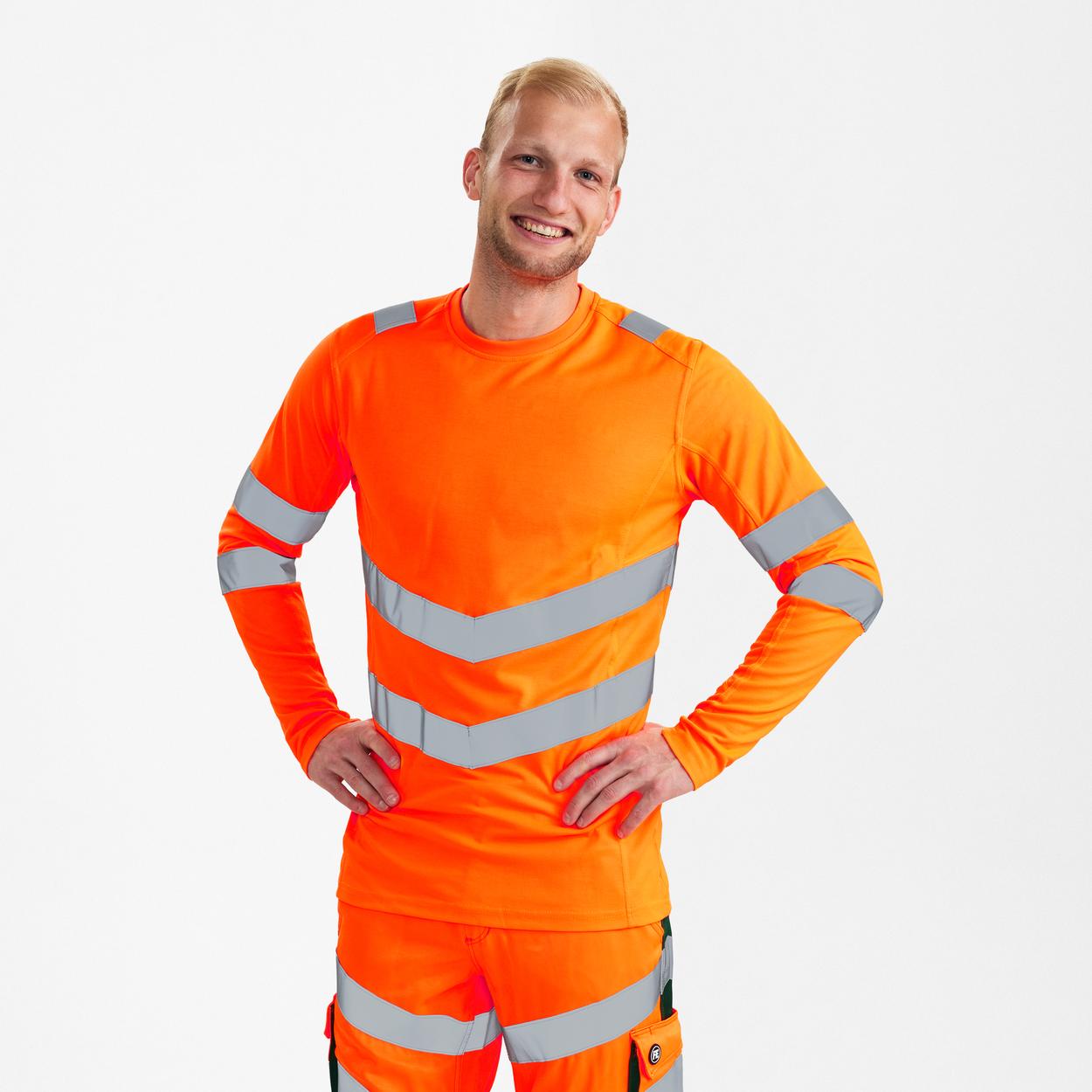 ENGEL Safety Langarm-Shirt in Hi-vis Orange, Größe XS
