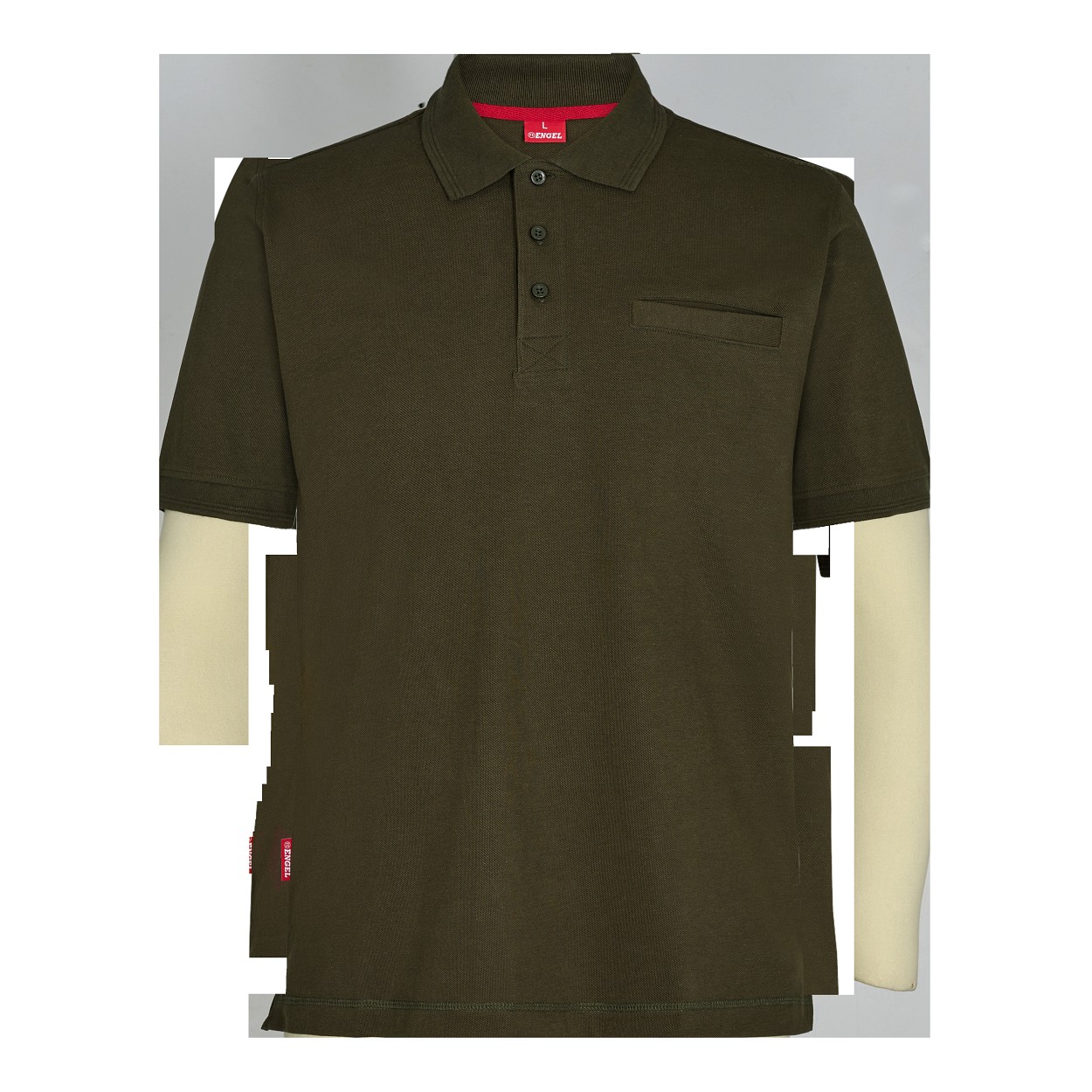 ENGEL Extend Poloshirt mit Brusttasche in Forest Green, Größe XS