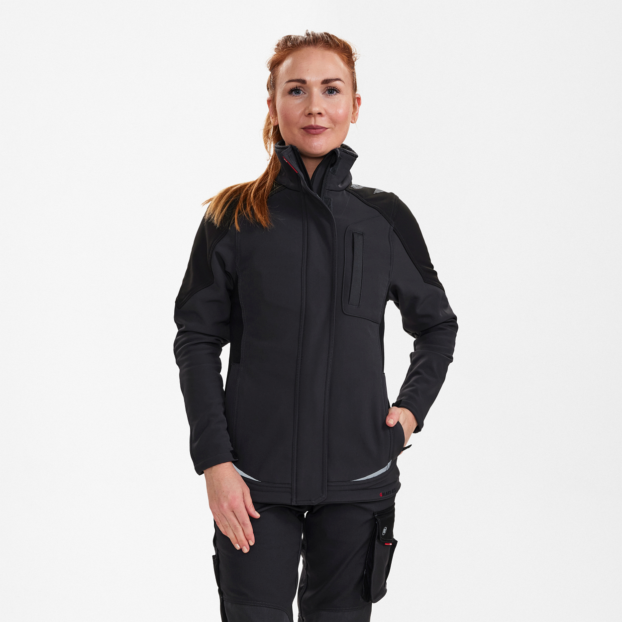 ENGEL Galaxy Damen Softshelljacke in Anthrazitgrau/Schwarz, Größe XS