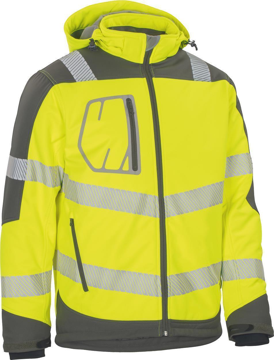 Winter-Kontrast-Softshelljacke leuchtgelb-grau in Gr. XXL von Vizwell